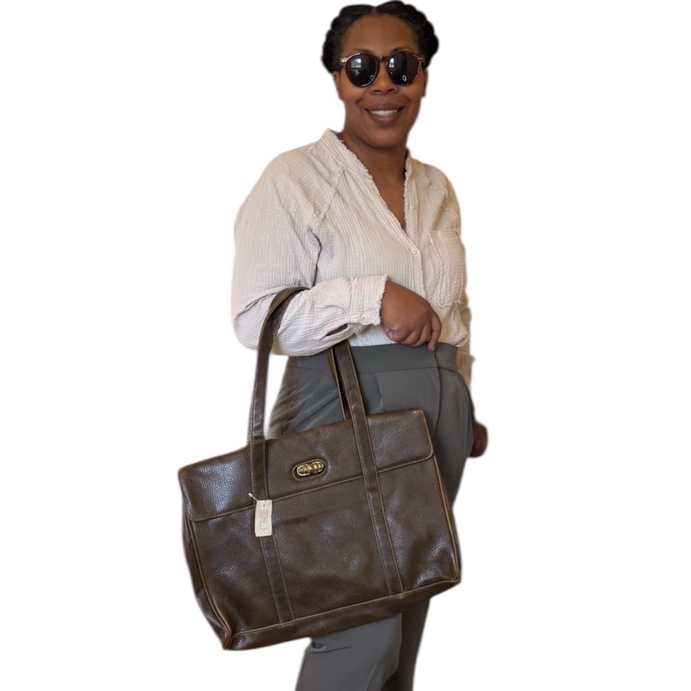 Capezia Tote Bag Vintage Faux Leather Brief Case Style NEW